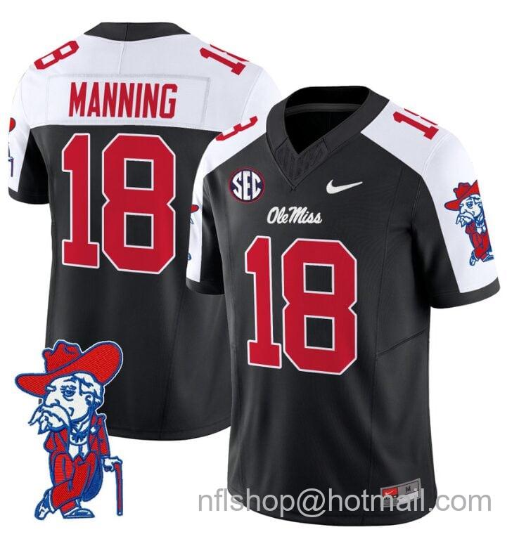 Men's Nike Archie Manning Jersey #18 Ole Miss Rebels Vapor Limited College Football Stitched Black Alternate