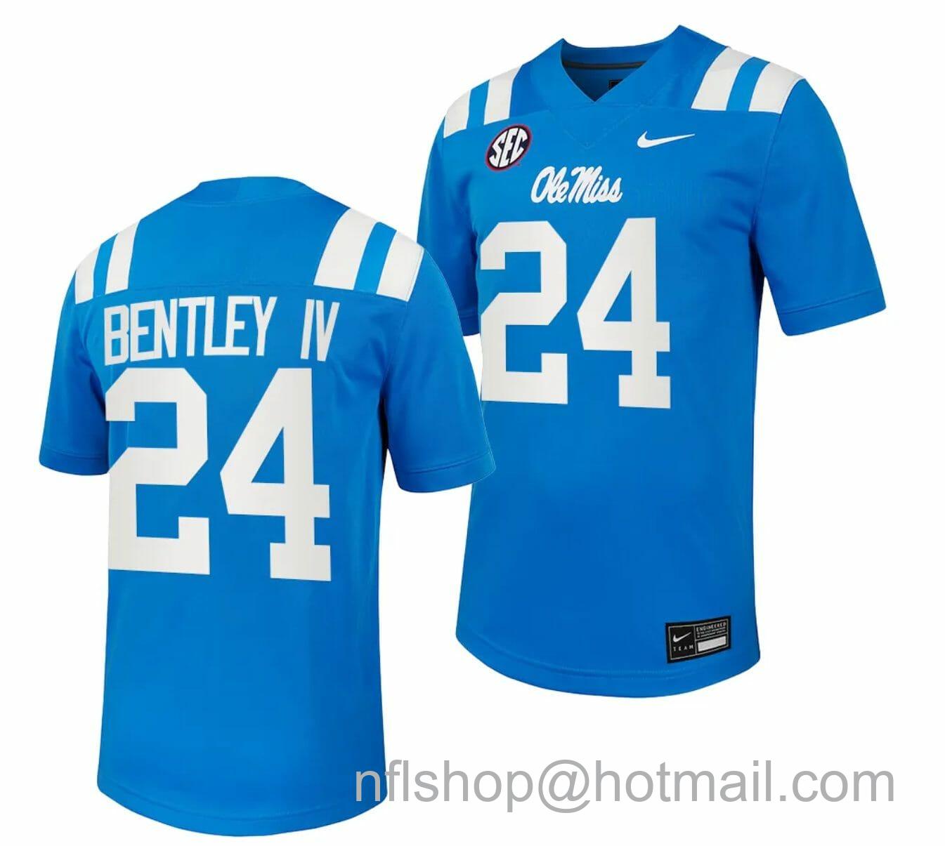 Men's Nike Ole Miss Rebels Ulysses Bentley IV Jersey #24 Untouchable College Football 2023 Powder Blue