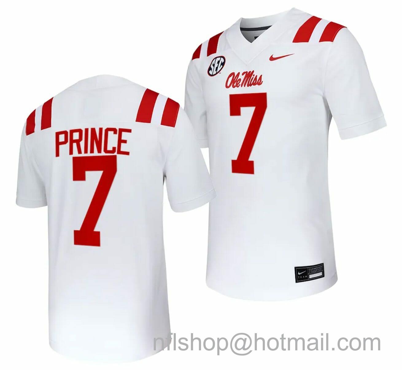 Men's Nike Ole Miss Rebels Deantre Prince Jersey #7 Untouchable College Football 2023 White