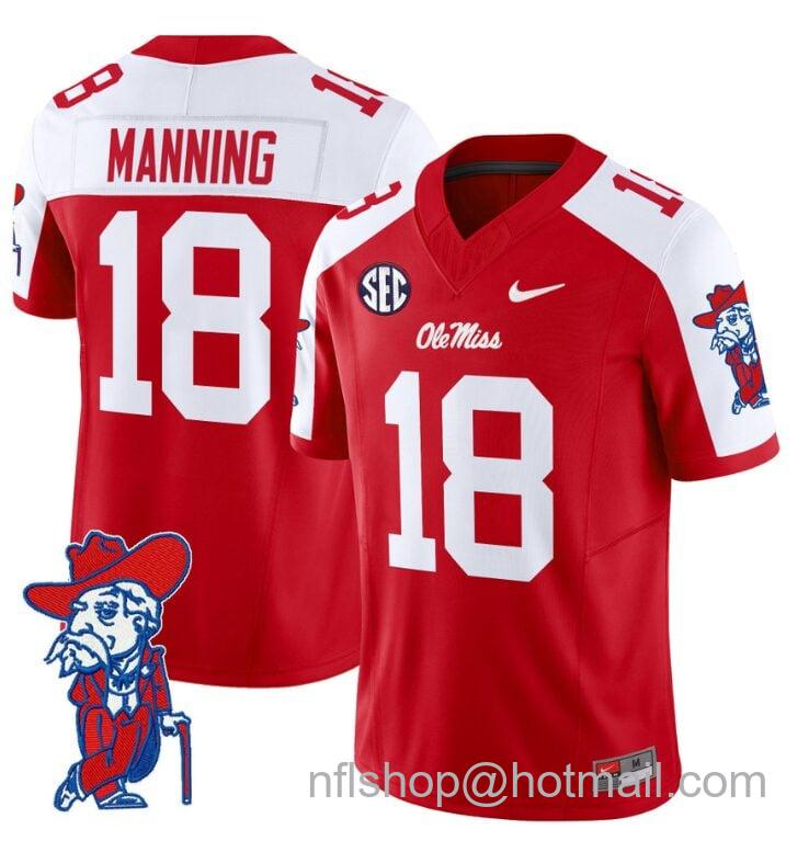 Men's Nike Archie Manning Jersey #18 Ole Miss Rebels Vapor Limited College Football Stitched Red Alternate