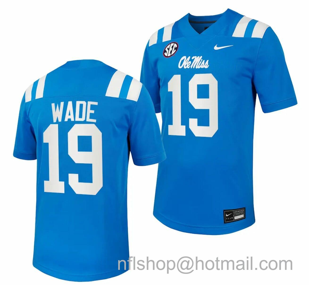 Men's Nike Ole Miss Rebels Dayton Wade Jersey #19 Untouchable College Football 2023 Powder Blue