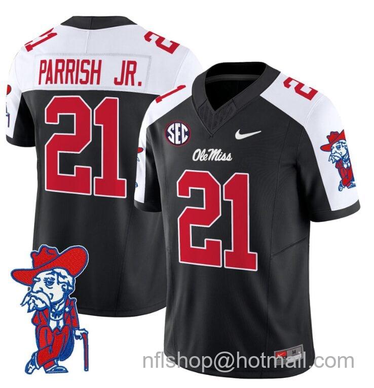 Men's Nike Henry Parrish Jr Jersey #21 Ole Miss Rebels Vapor Limited College Football Stitched Black Alternate