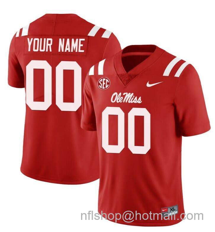 Men's Nike Custom Ole Miss Rebels Jersey Name and Number College Football All Stitched Red