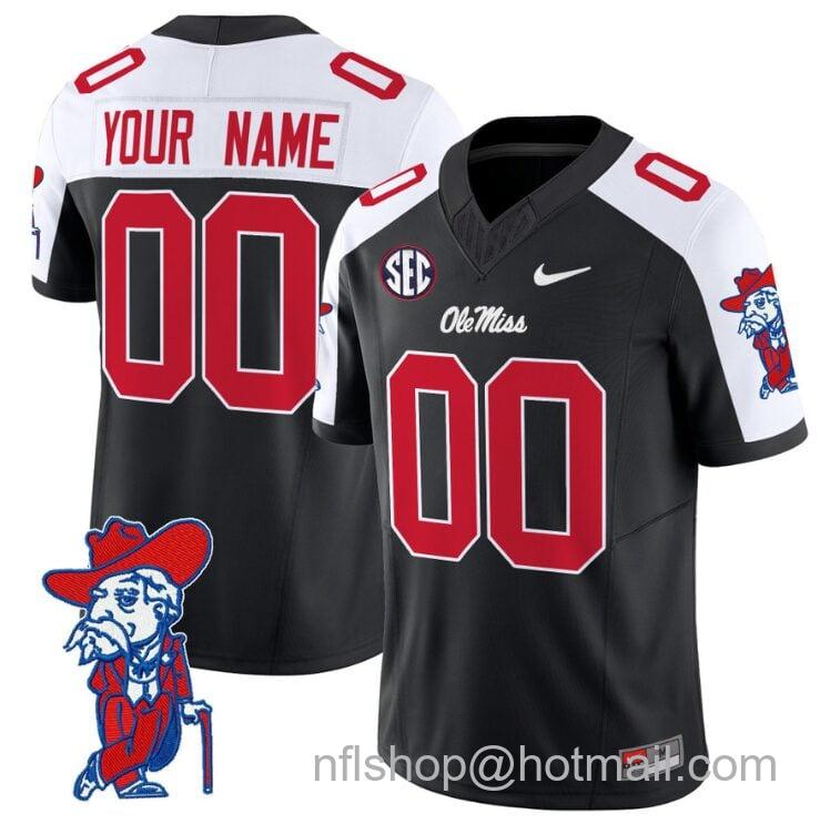 Men's Nike Custom Ole Miss Rebels Jersey Name and Number Vapor Limited College Football Stitched Black Alternate