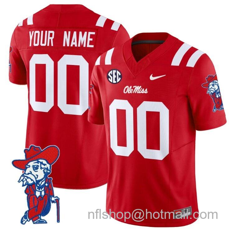 Men's Nike Custom Ole Miss Rebels Jersey Name and Number Vapor Limited College Football Stitched Red