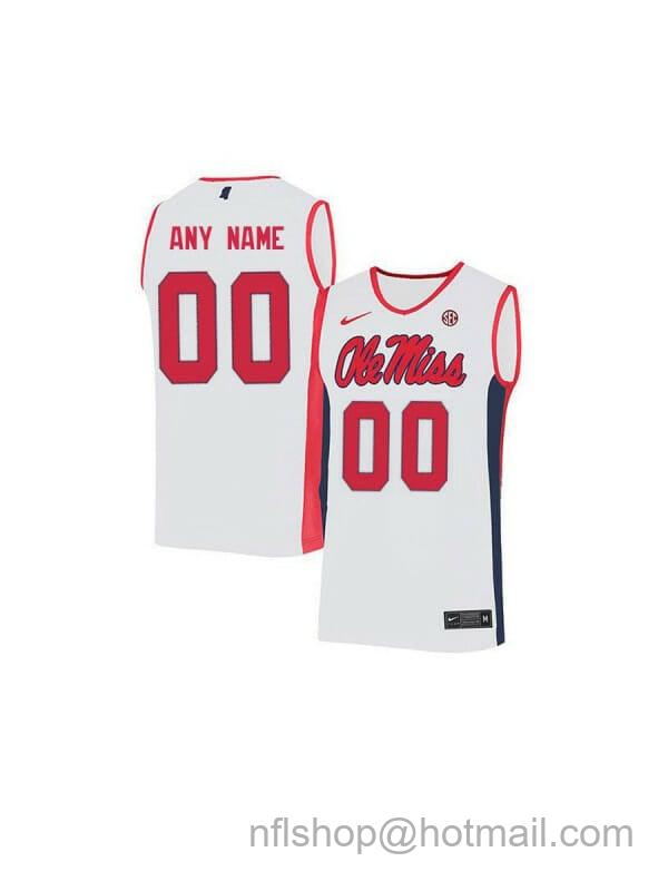 Men's Nike Custom Ole Miss Rebels Jersey College Basketball Name and Number Elite White