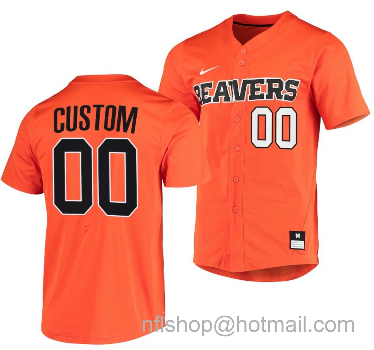 Men's Nike Custom Oregon State Beavers Baseball Jersey Name and Number NCAA College Orange