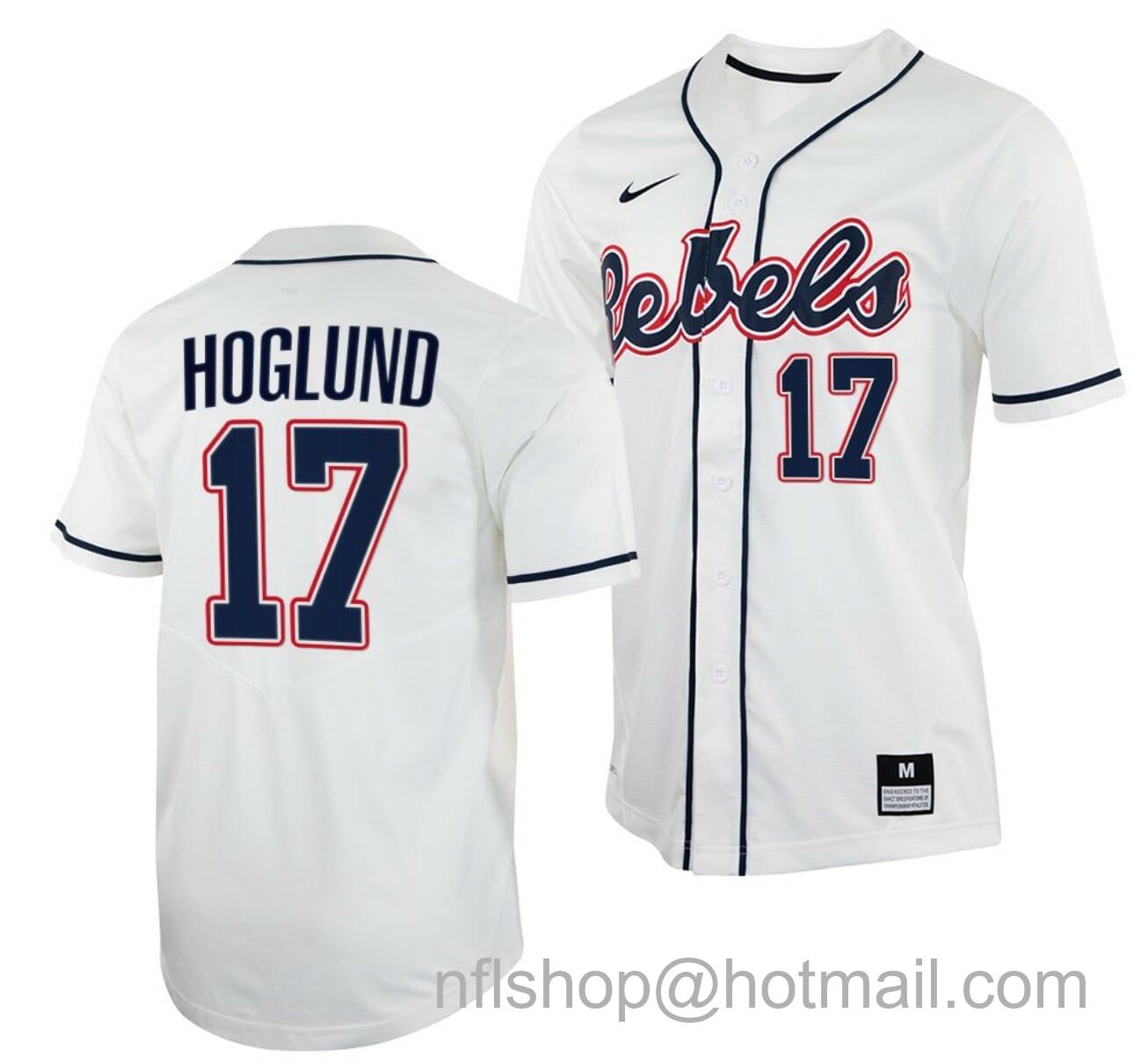 Men's Nike Gunnar Hoglund Jersey Ole Miss Rebels College Baseball White #17