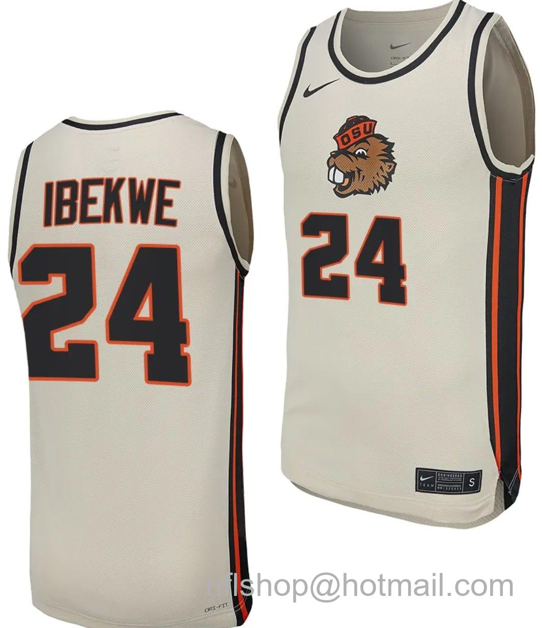 Men's Nike KC Ibekwe Jersey #24 Oregon State Beavers College Basketball Replica uniform White