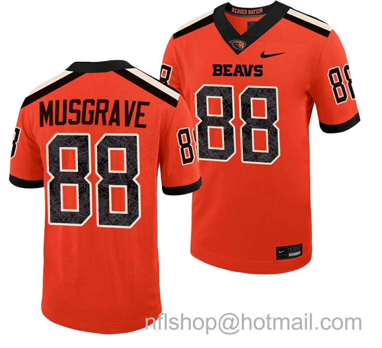 Men's Nike Oregon State Beavers Luke Musgrave Jersey #88 College Football Stitched Orange