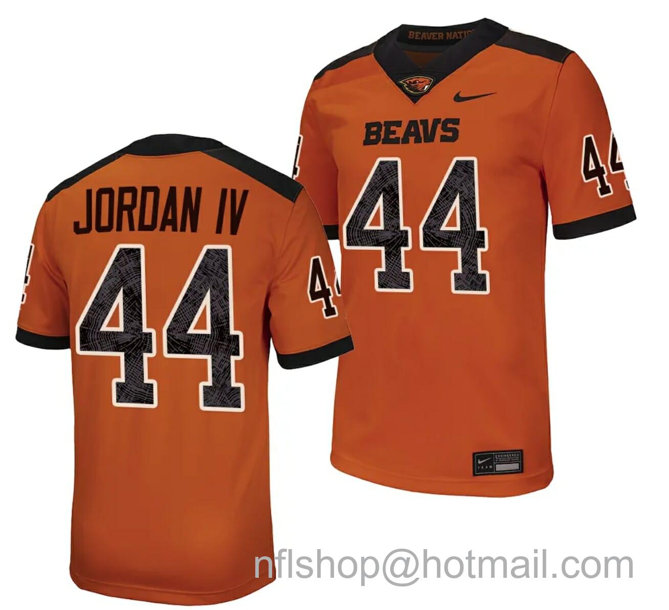 Men's Nike Oregon State Beavers Melvin Jordan IV Jersey #44 College Football Stitched Orange 2023