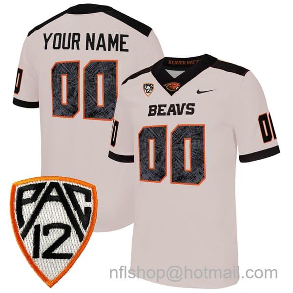 Men's Nike Custom Oregon State Beavers Jersey Name and Number College Football White Away All Stitched