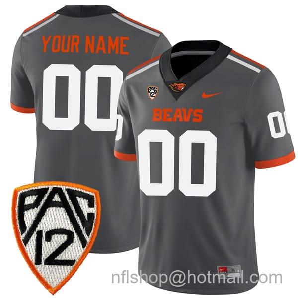 Men's Nike Custom Oregon State Beavers Jersey Name and Number College Football Grey Alternate Game All Stitched