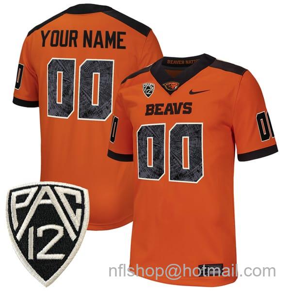 Men's Nike Custom Oregon State Beavers Jersey Name and Number College Football Orange Alternate All Stitched