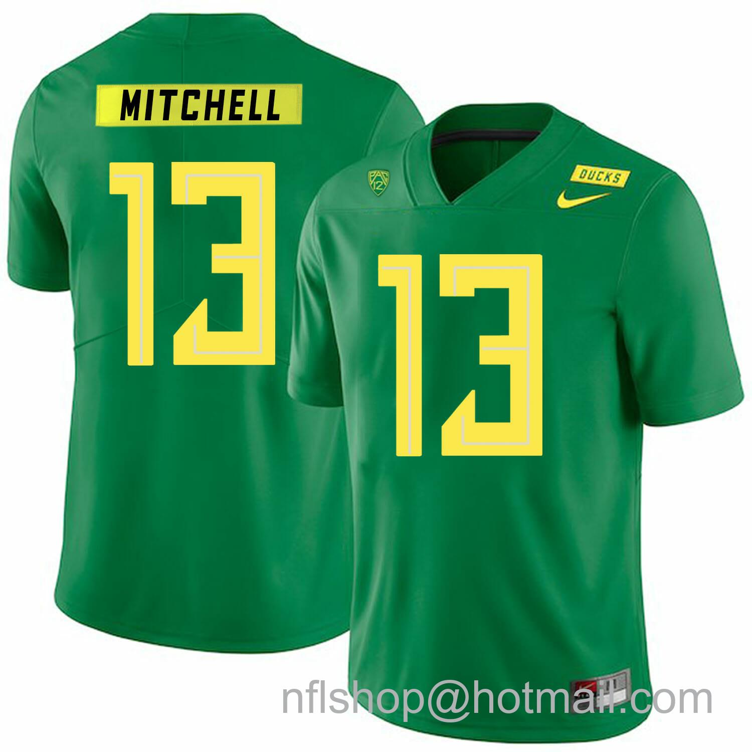 Men's Nike Oregon Ducks #13 Dillon Mitchell NCAA College Football Jersey Green