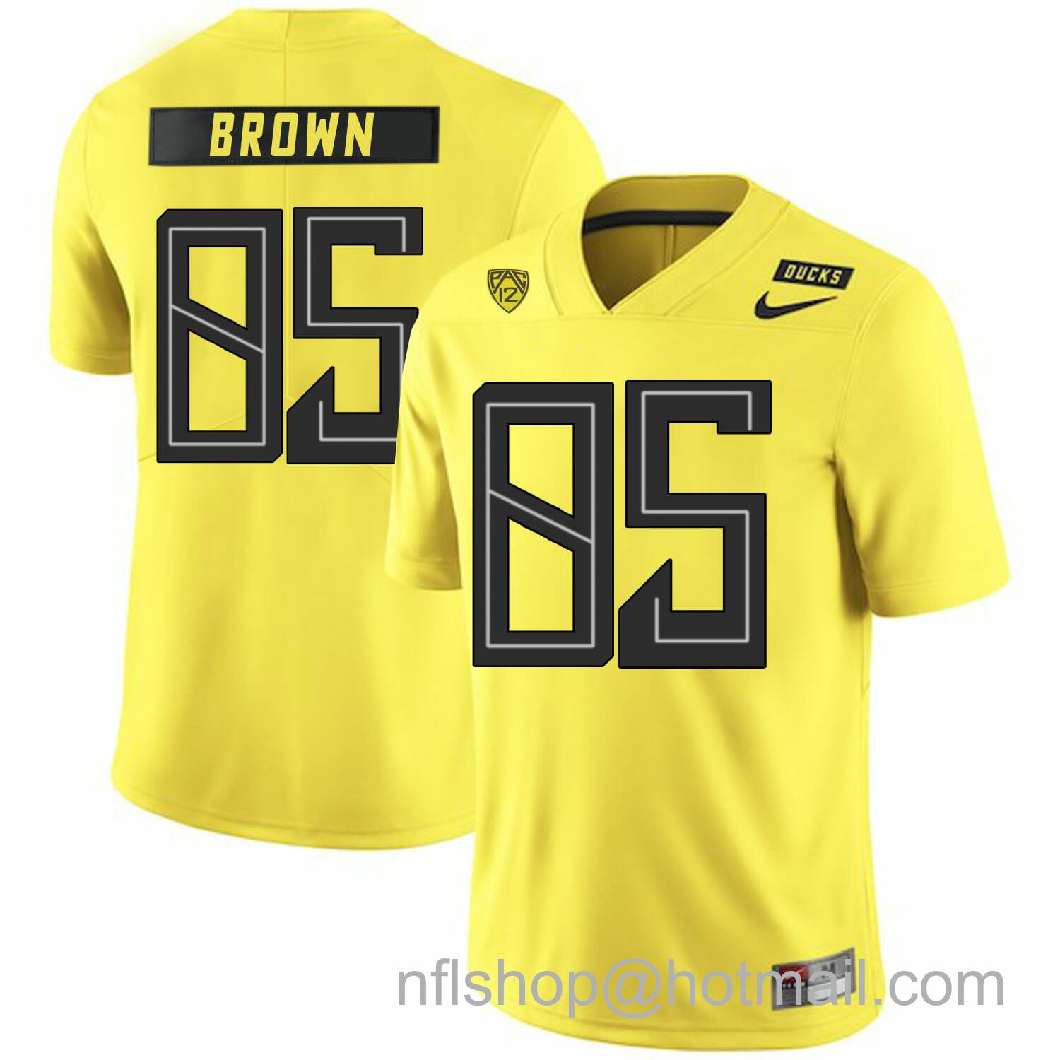 Men's Nike Oregon Ducks #85 Pharaoh Brown NCAA College Football Jersey Yellow