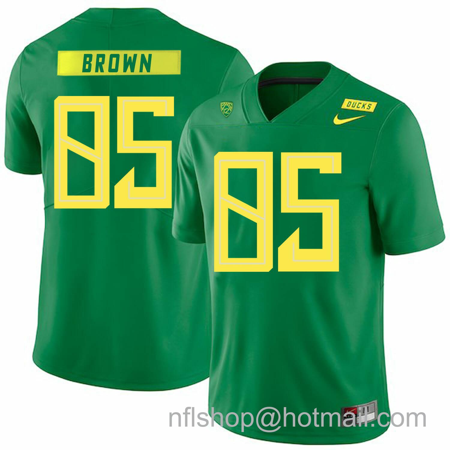 Men's Nike Oregon Ducks #85 Pharaoh Brown NCAA College Football Jersey Green