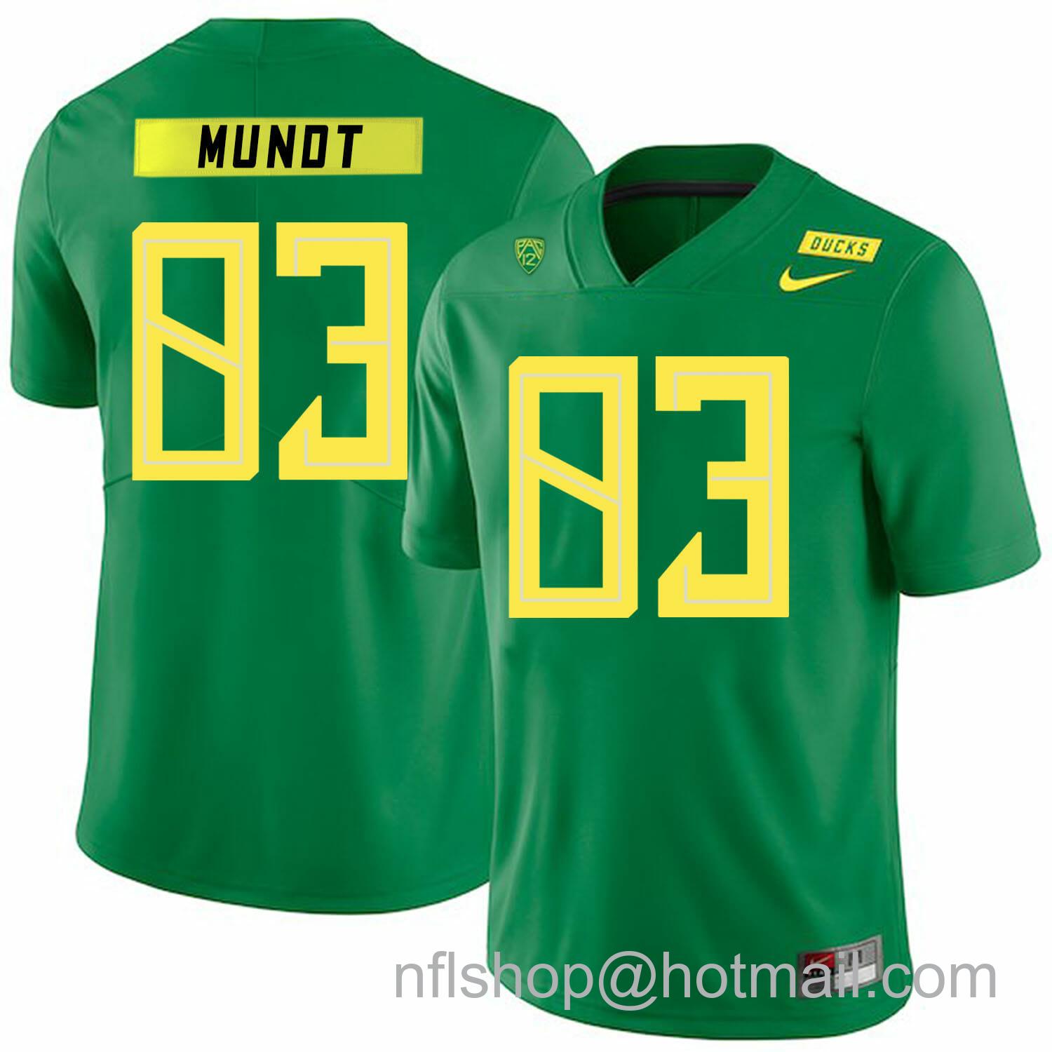 Men's Nike Oregon Ducks #83 Johnny Mundt NCAA College Football Jersey Green