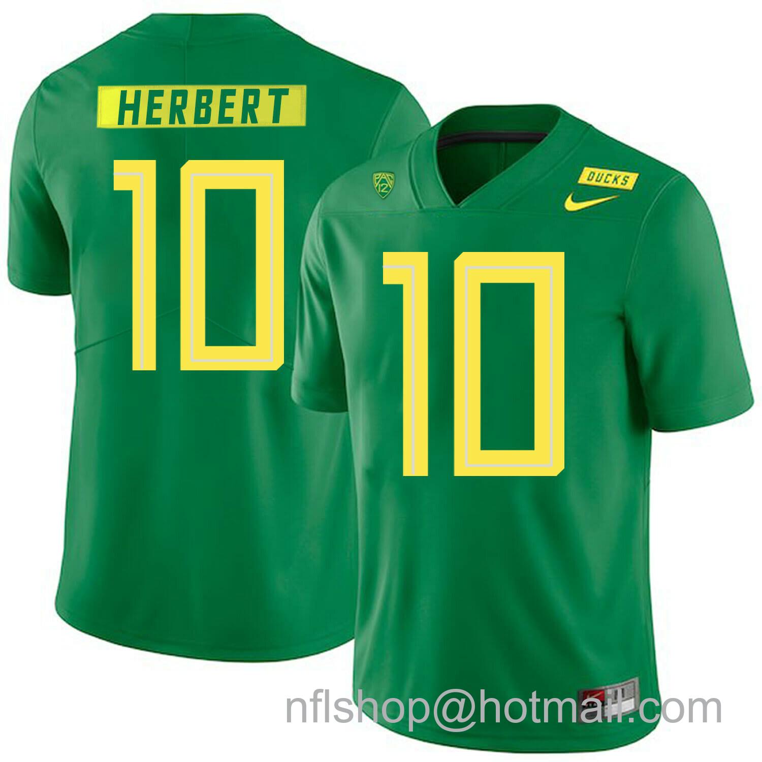 Men's Nike Oregon Ducks #10 Justin Herbert College Football Jersey Green