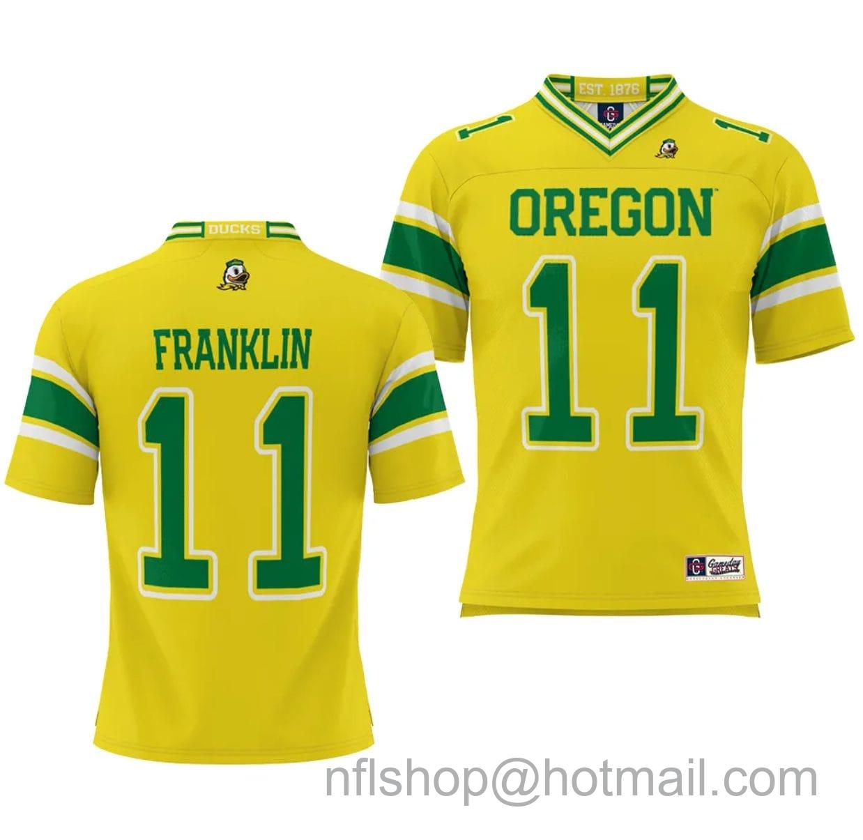 Men's Nike Oregon Ducks Troy Franklin Jersey #11 Football Game College Yellow