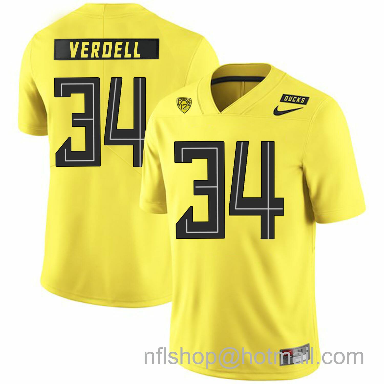 Men's Nike Oregon Ducks #34 CJ Verdell College Football Jersey Yellow