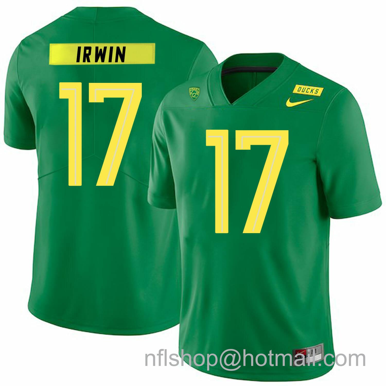 Men's Nike Oregon Ducks #17 Mike Irwin NCAA College Football Jersey Green