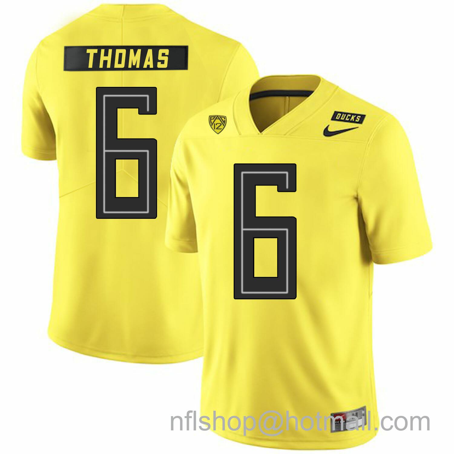 Men's Nike Oregon Ducks #6 De'Anthony Thomas College Football Jersey Yellow