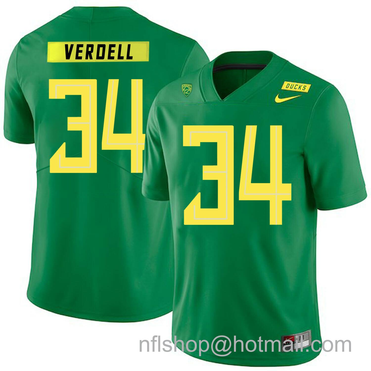 Men's Nike Oregon Ducks #34 CJ Verdell College Football Jersey Green