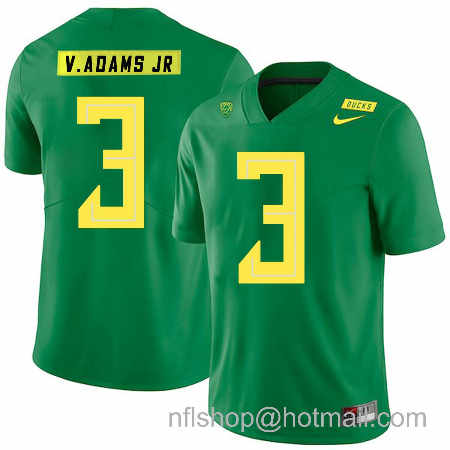 Men's Nike Oregon Ducks #3 Vernon Adams Jr NCAA College Football Jersey Green