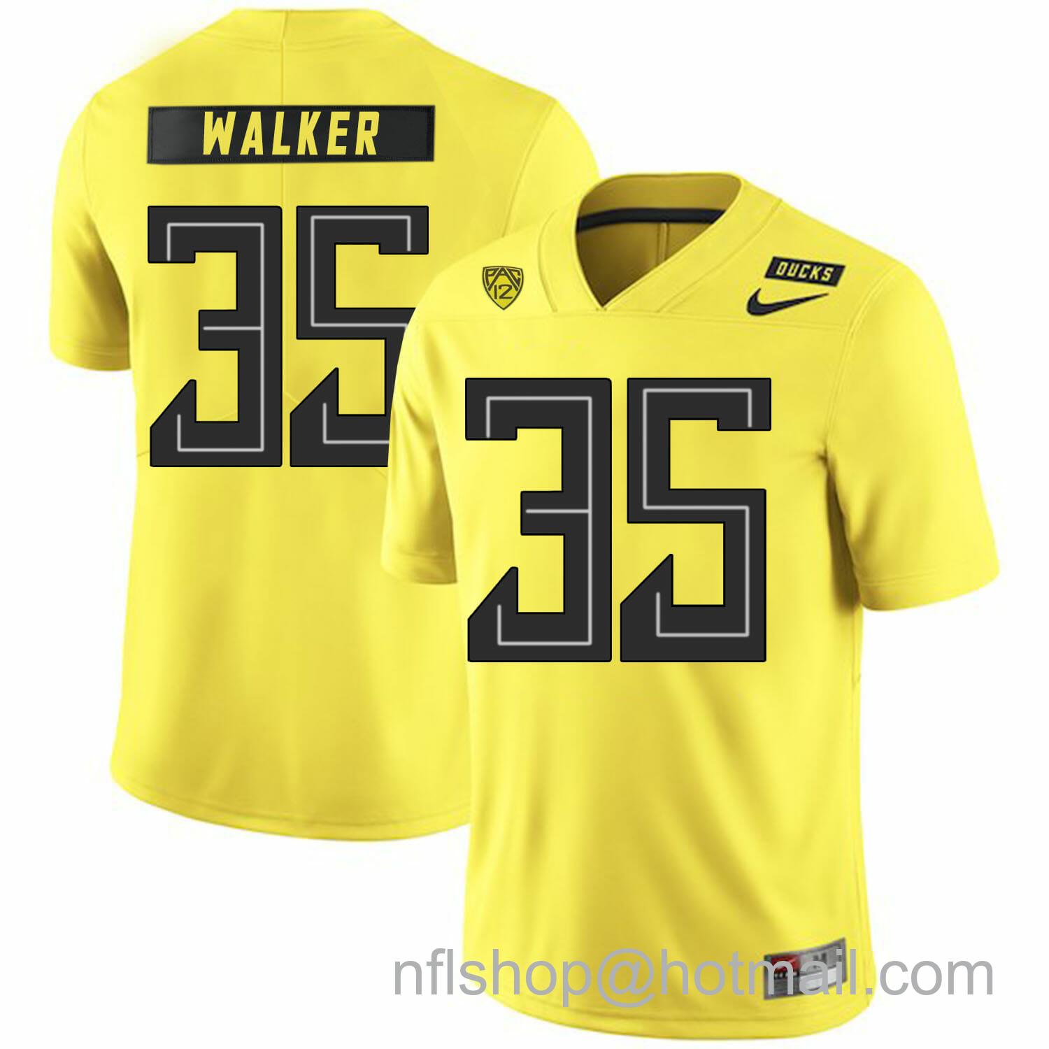 Men's Nike Oregon Ducks #35 Joe Walker College Football Jersey Yellow