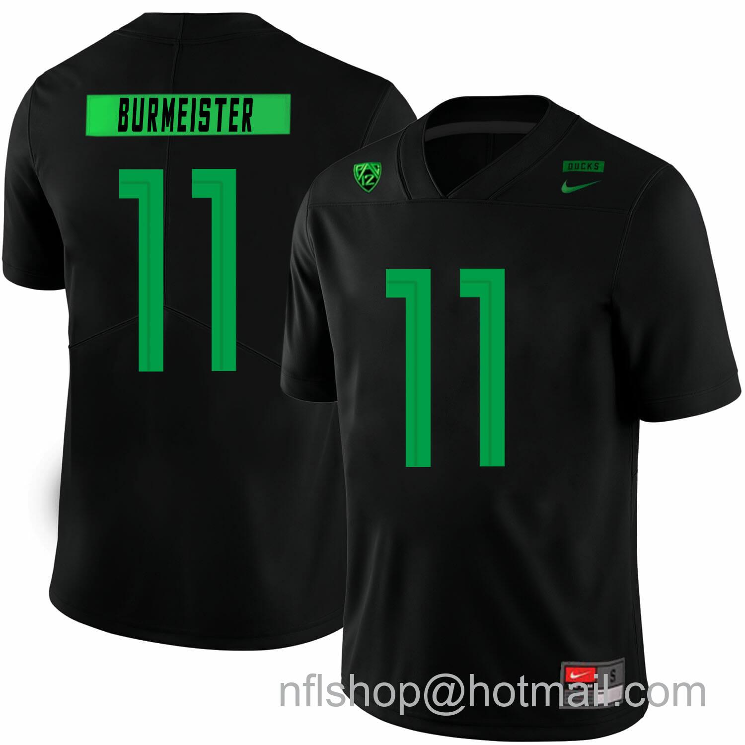 Men's Nike Oregon Ducks #11 Braxton Burmeister College Football Jersey Black