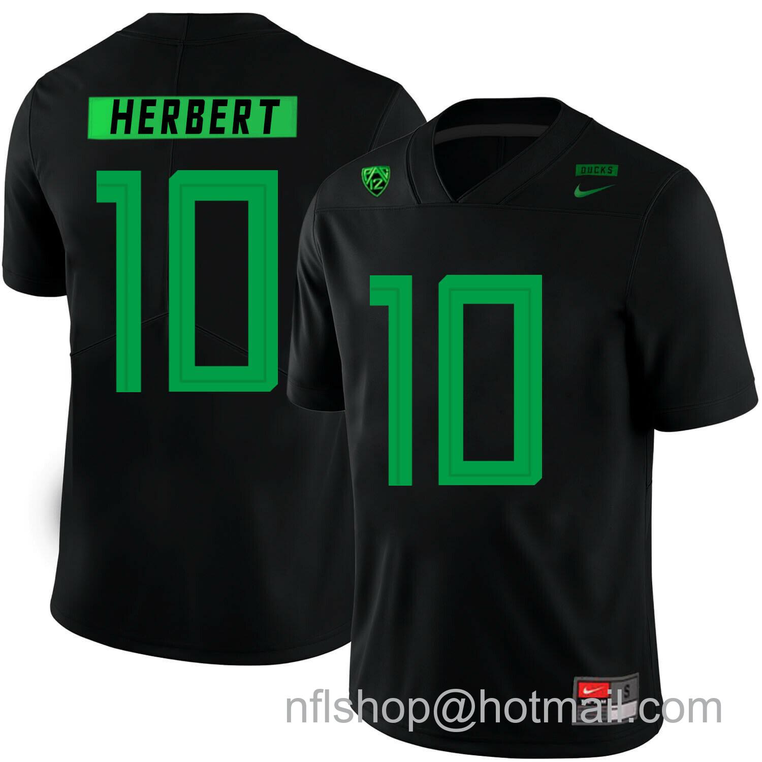 Men's Nike Oregon Ducks #10 Justin Herbert College Football Jersey Black