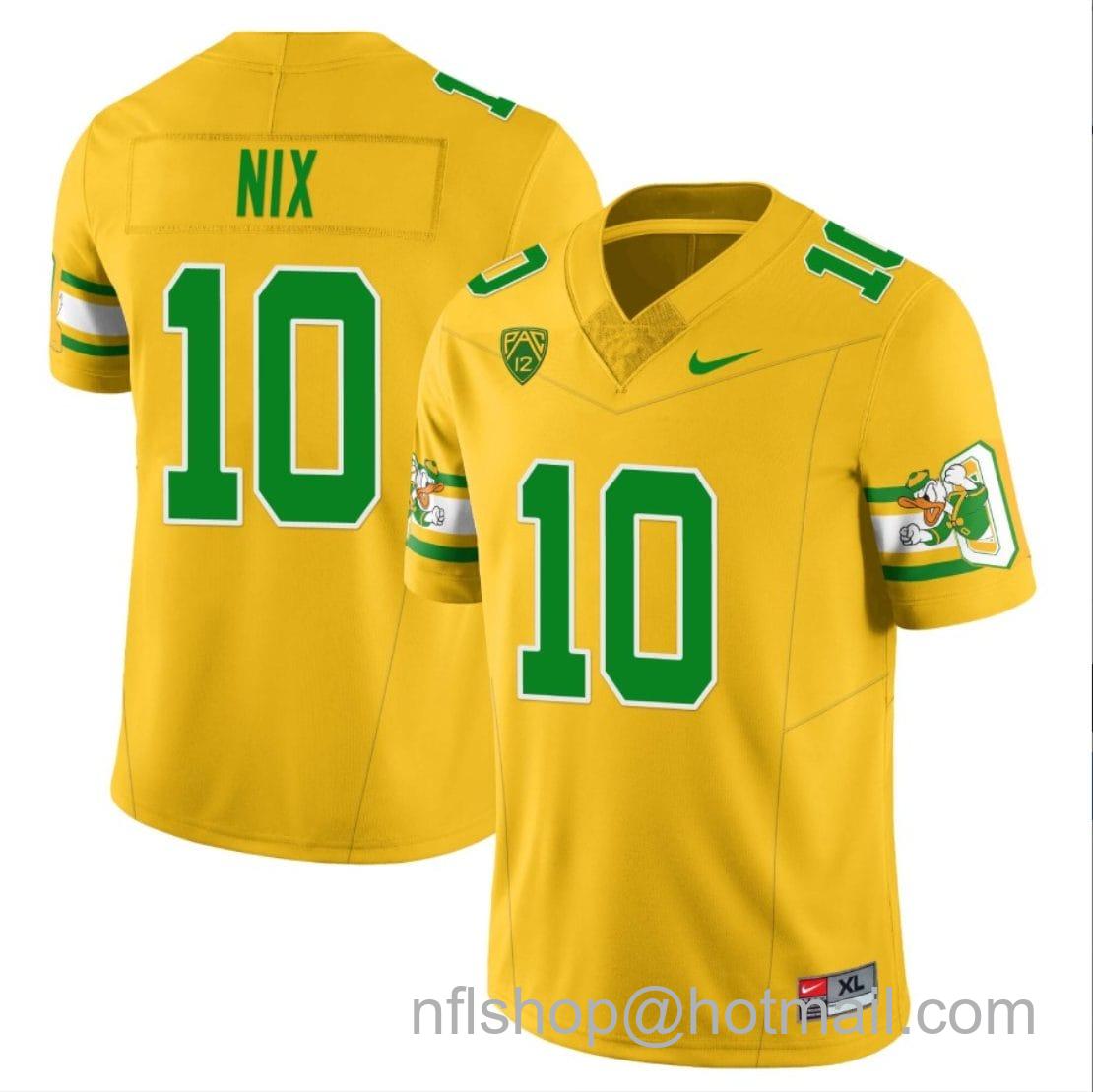 Men's Nike Bo Nix Jersey #10 Oregon Ducks ‘Mighty Oregon’ Throwback Football Uniforms Yellow