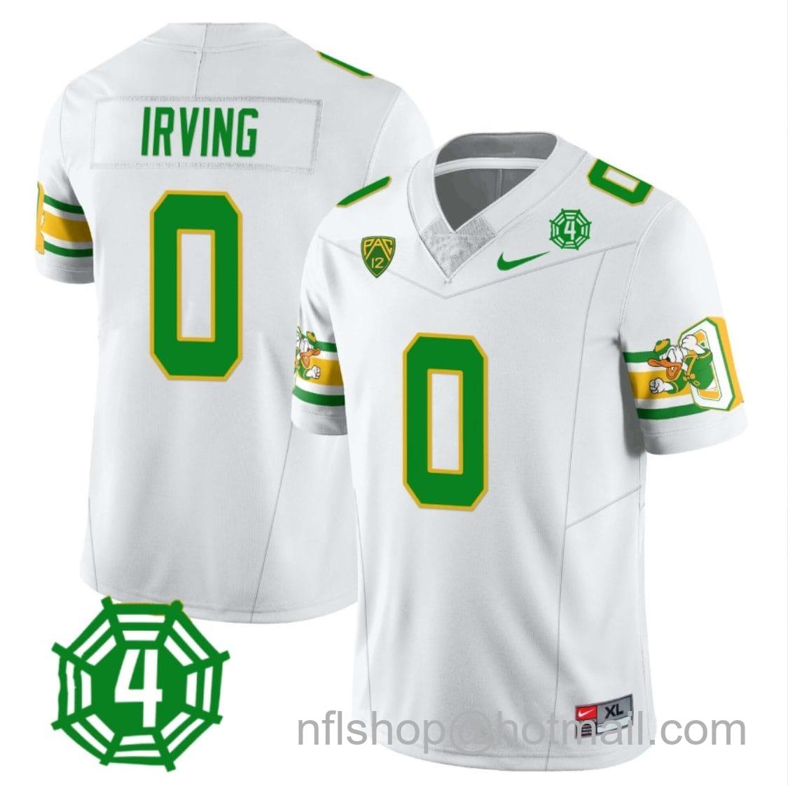 Men's Nike MarKeise Irving Jersey #0 Oregon Ducks Honor Spencer Webb Patch Football White