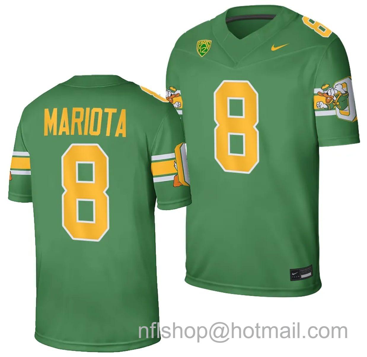 Men's Nike Oregon Ducks Marcus Mariota Jersey #8 Football Game College Green 2023-24