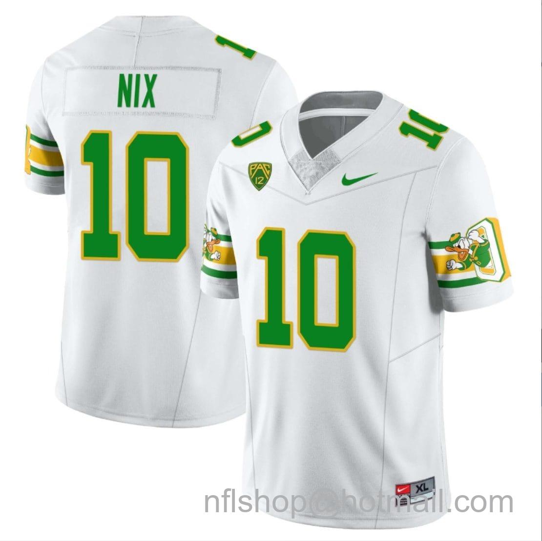 Men's Nike Bo Nix Jersey #10 Oregon Ducks ‘Mighty Oregon’ Throwback Football Uniforms White