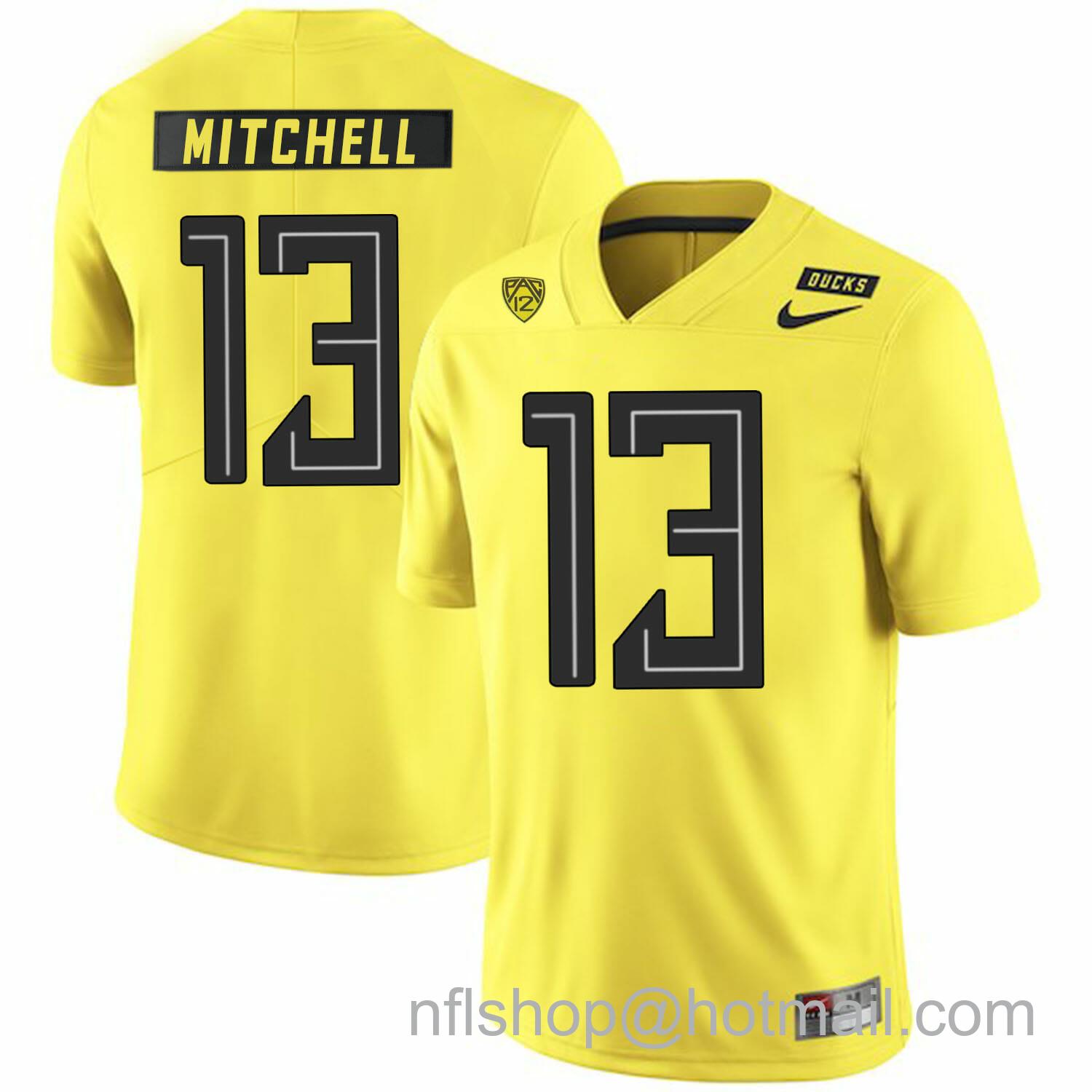 Men's Nike Oregon Ducks #13 Dillon Mitchell NCAA College Football Jersey Yellow