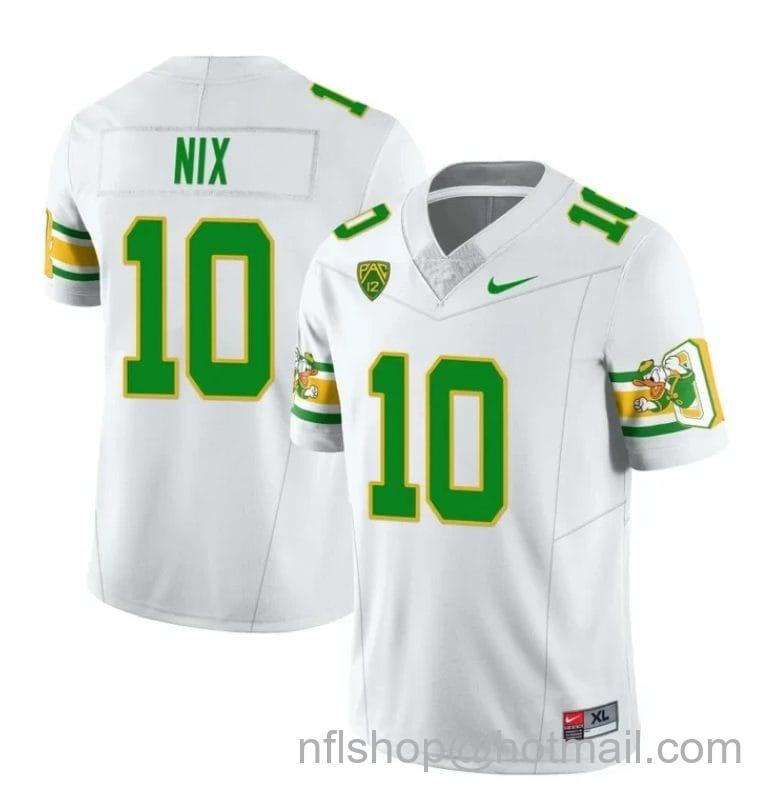 Men's Nike Bo Nix Jersey #10 Oregon Ducks Mighty Oregon 1984 Football Throwback White