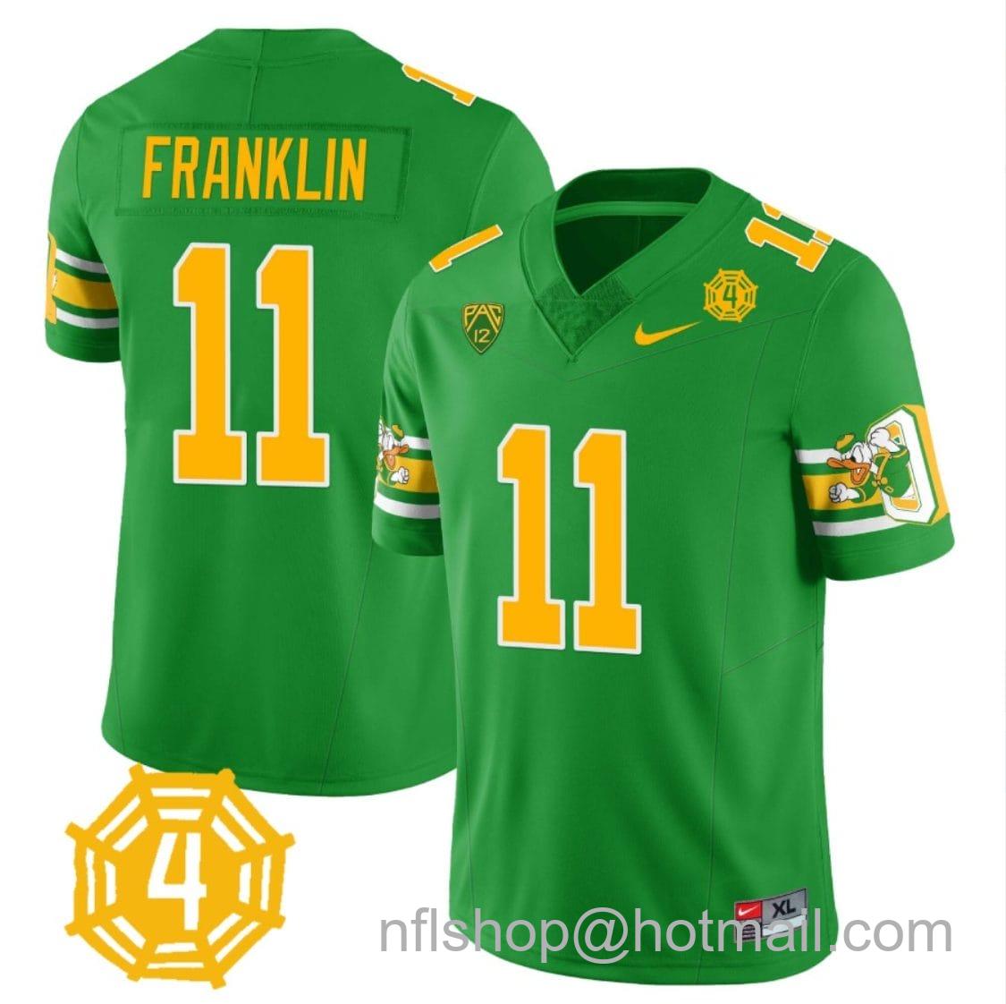 Men's Nike Troy Franklin Jersey #11 Oregon Ducks Honor Spencer Webb Patch Football Green