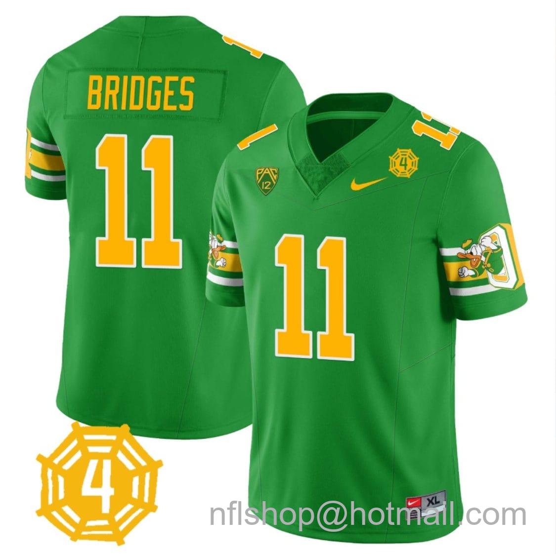 Men's Nike Trikweze Bridges Jersey #11 Oregon Ducks Honor Spencer Webb Patch Football Green