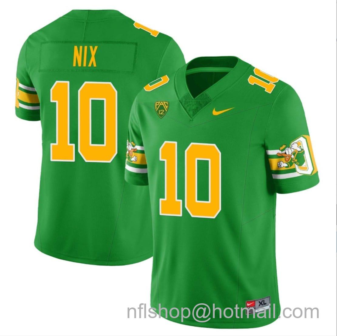 Men's Nike Bo Nix Jersey #10 Oregon Ducks ‘Mighty Oregon’ Throwback Football Uniforms Green