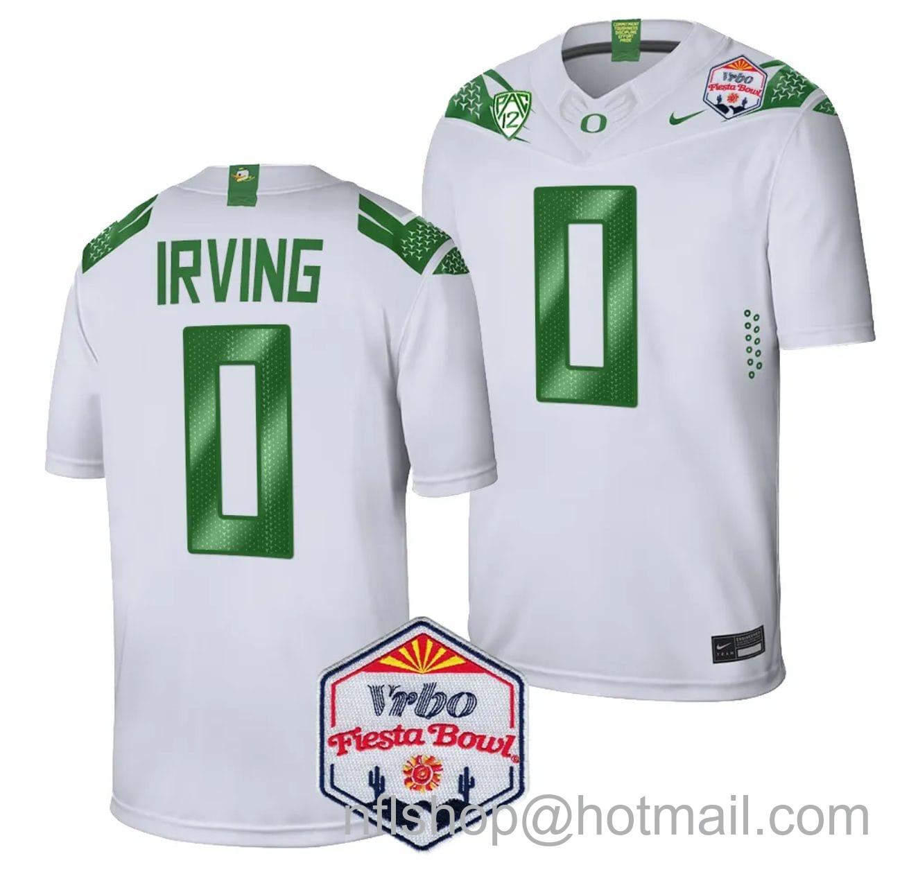 Men's Nike Bucky Irving Jersey #0 Oregon Ducks Fiesta Bowl Patch 2024 Football White