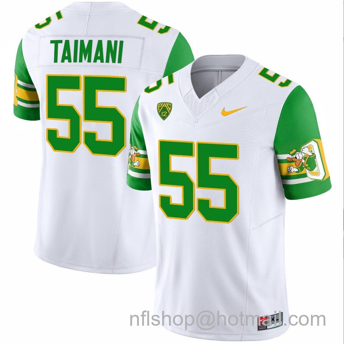 Men's Nike Sam Taimani Jersey #55 Oregon Ducks ‘Mighty Oregon’ 1984 Throwback Football Uniforms Green Sleeves