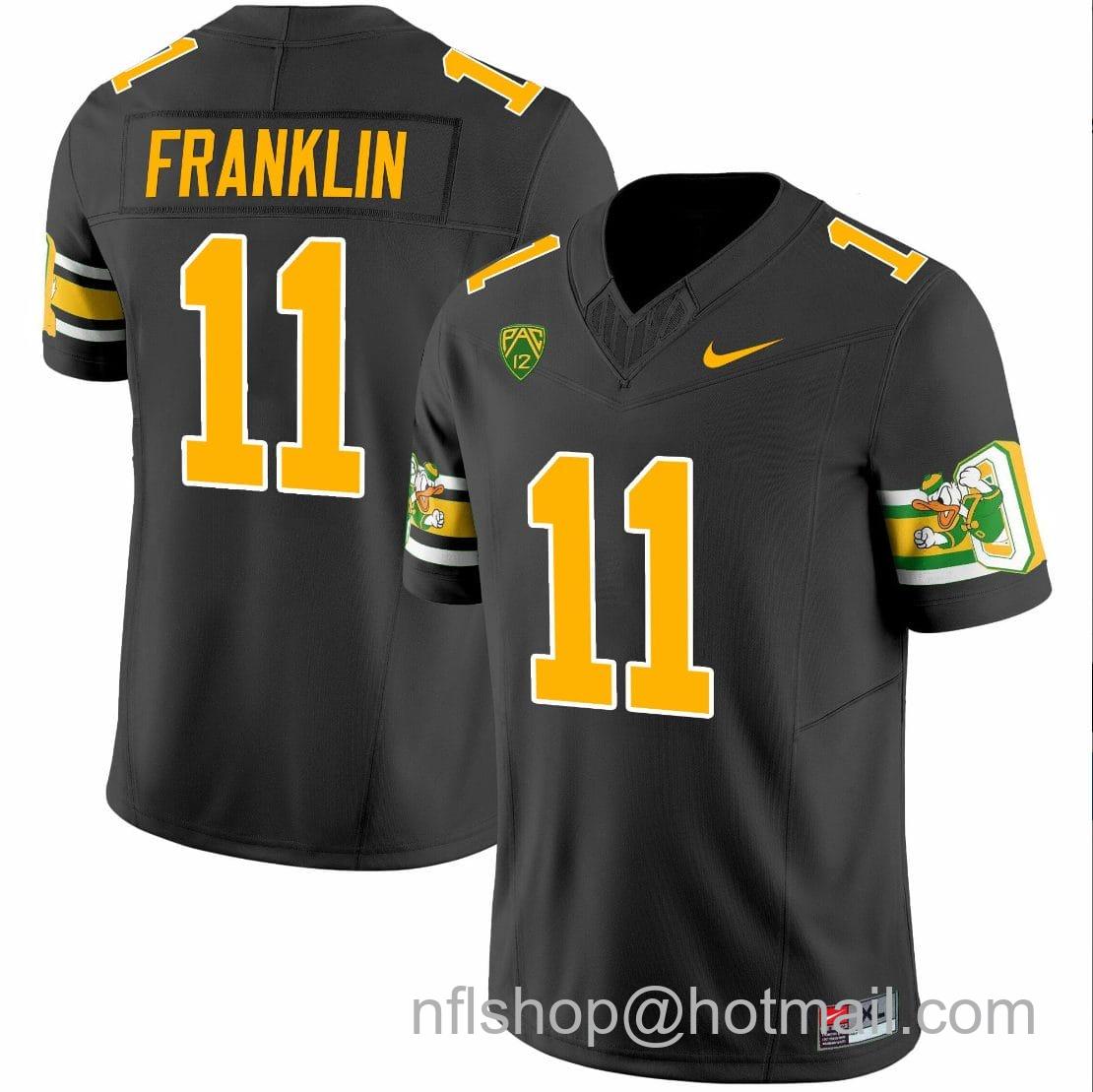 Men's Nike Troy Franklin Jersey #11 Oregon Ducks ‘Mighty Oregon’ 1984 Throwback Football Uniforms Black