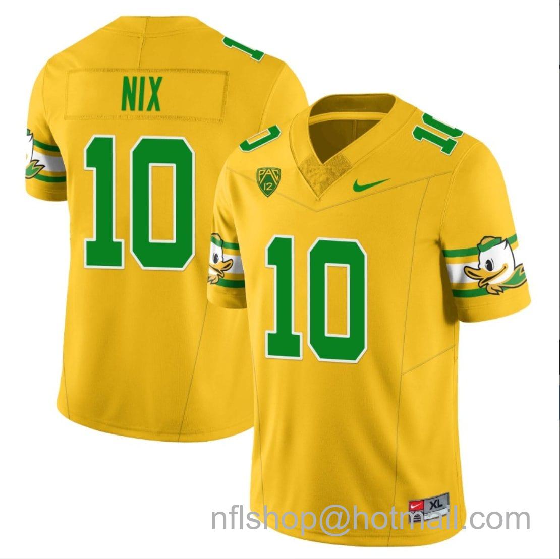 Men's Nike Bo Nix Jersey #10 Oregon Ducks ‘Mighty Oregon’ Throwback College Football Uniforms Yellow