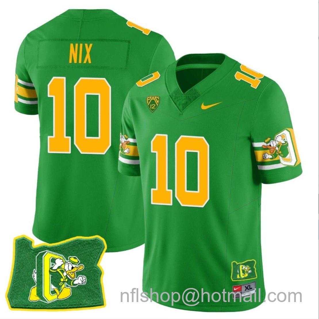 Men's Nike Bo Nix Jersey #10 Oregon Ducks ‘Mighty Oregon’ Throwback Football Oregon State Green