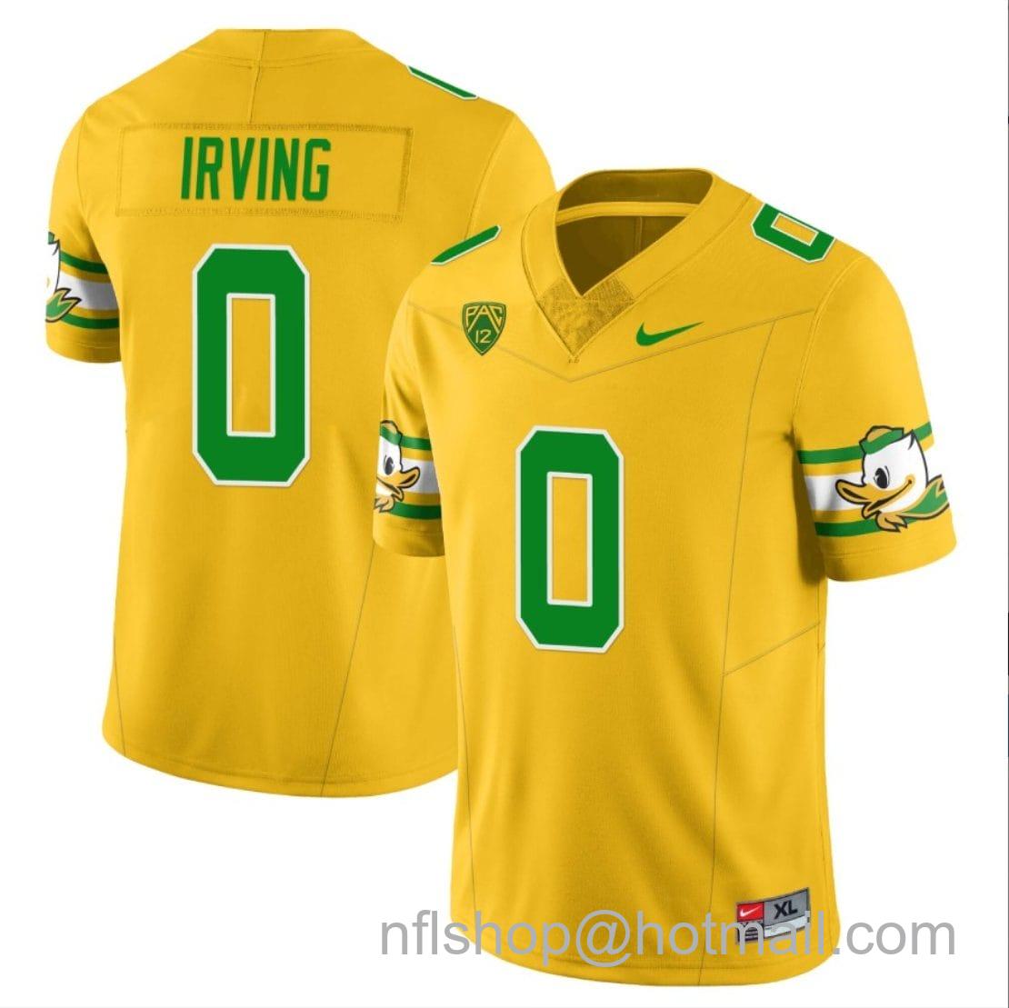 Men's Nike Mar'Keise Irving Jersey #0 Oregon Ducks ‘Mighty Oregon’ Throwback College Football Uniforms Yellow