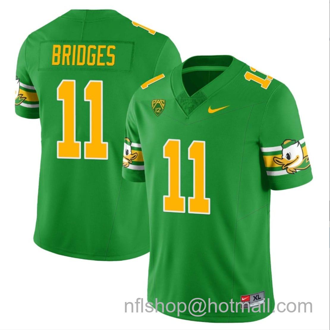 Men's Nike Trikweze Bridges Jersey #11 Oregon Ducks ‘Mighty Oregon’ Throwback College Football Uniforms Green