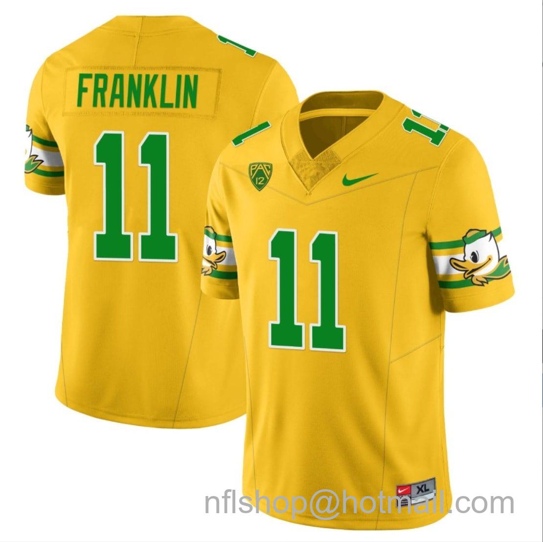 Men's Nike Troy Franklin Jersey #11 Oregon Ducks ‘Mighty Oregon’ Throwback College Football Uniforms Yellow