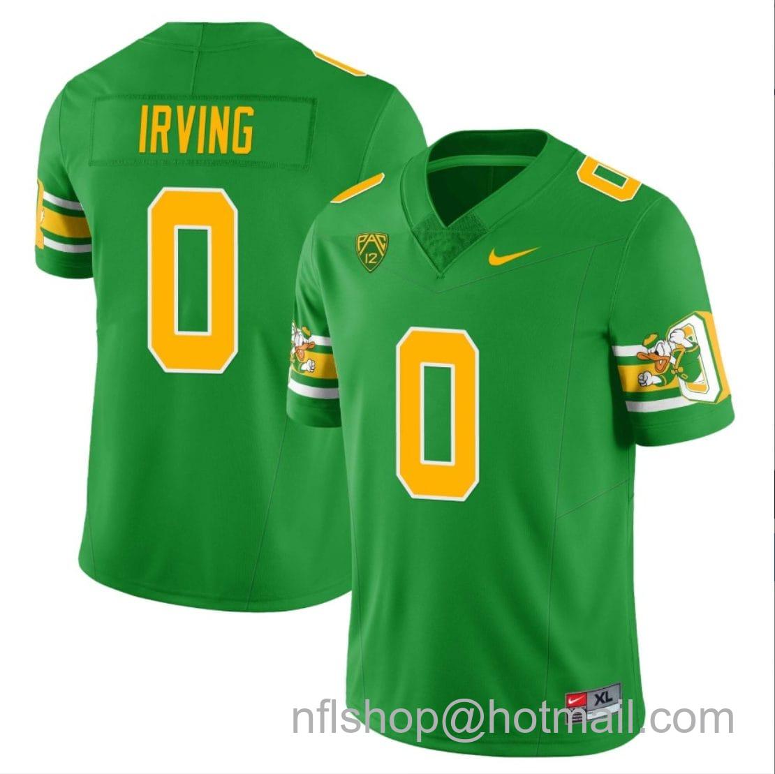 Men's Nike Mar'Keise Irving Jersey #0 Oregon Ducks ‘Mighty Oregon’ Throwback Football Uniforms Green